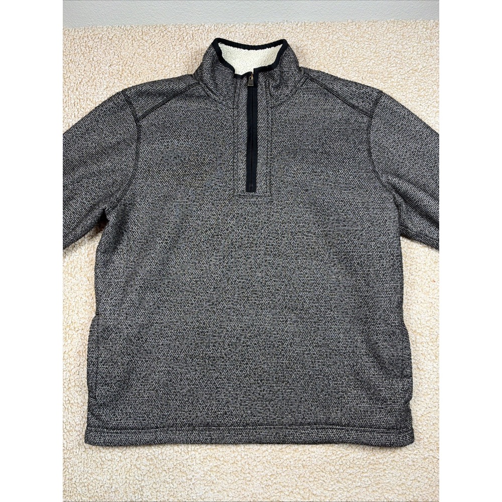 Orvis Men's 1/4 Zip Sherpa Fleece Lined Pullover Sweatshirt Men's L Black White - Picture 1 of 11
